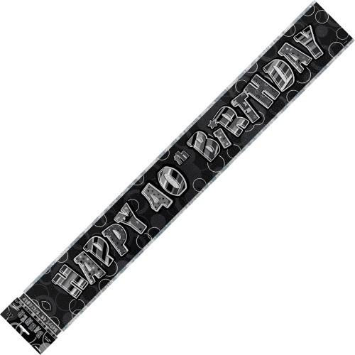 Glitz Black And Silver Foil Banner 40th Birthday