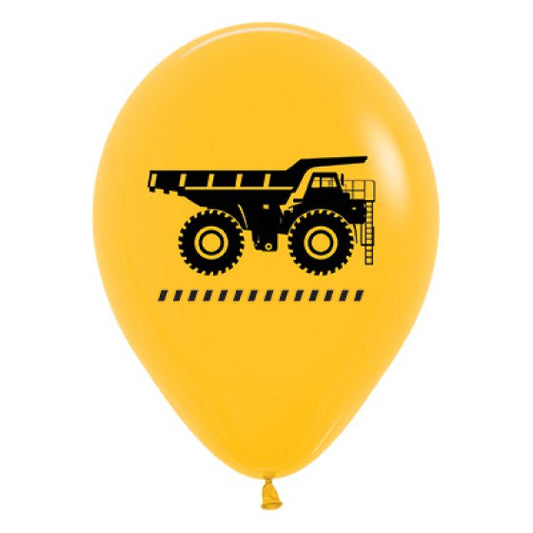 Sempertex Construction Trucks Fashion Yellow Latex Balloons 30cm Pack of 6