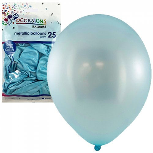 Metallic Light Blue 30cm OCCASION BALLOONs Pack of 25