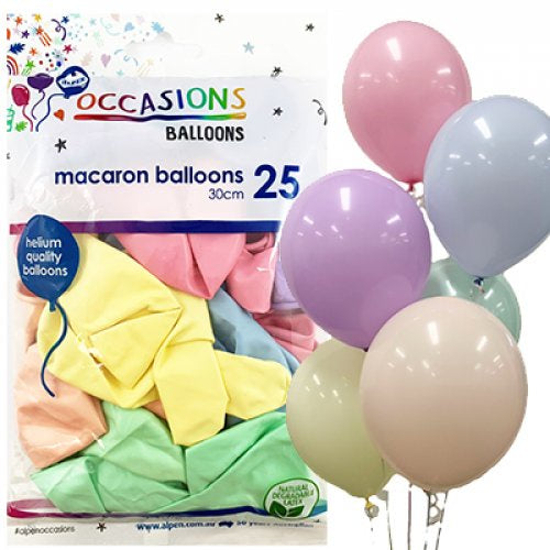Macaron Assorted Colours 30cm Balloons Pack of 25