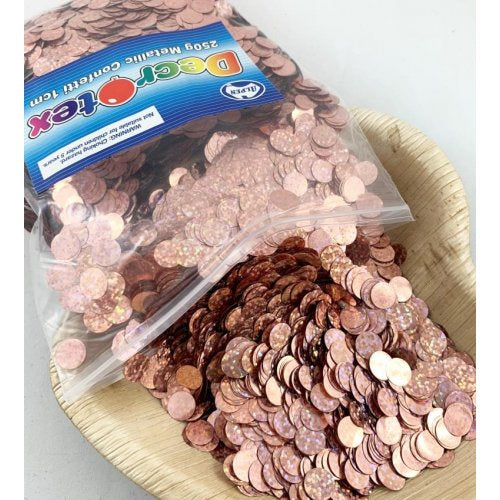 Holographic Metallic Small Confetti 1cm Rose Gold 250g
