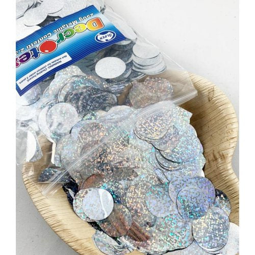 Holographic Metallic Confetti 2.3cm Silver 250g