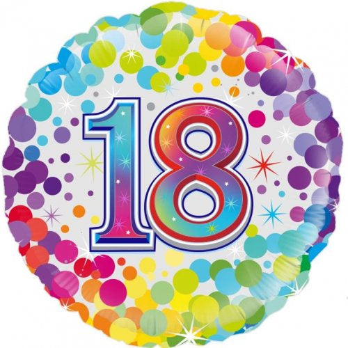Foil Balloon 18" (45cm) Colourful Confetti 18 Round P1
