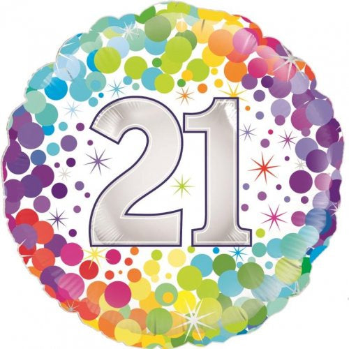 Foil Balloon 18"(45cm) Colourful Confetti 21 Round P1