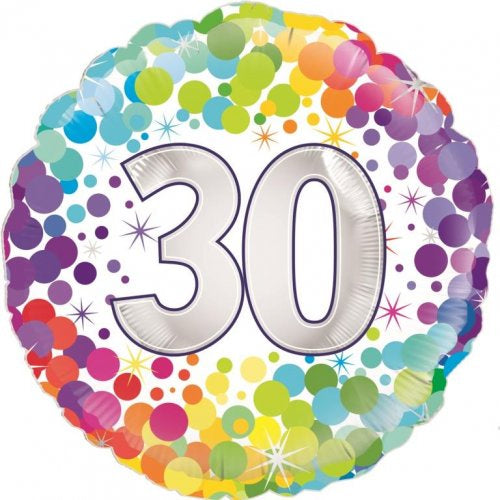 Foil Balloon 18"(45cm) Colourful Confetti 30 Round P1