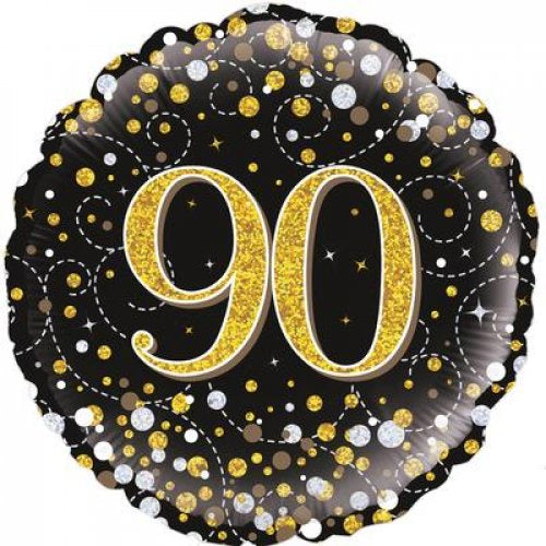 Sparkling Fizz Black And Gold 90 Foil Balloon 18"(45cm)