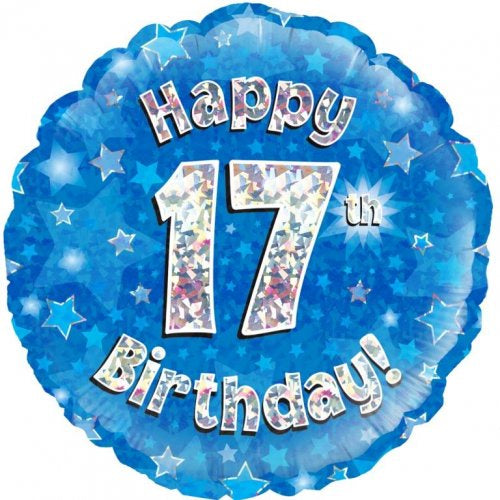 Blue Holographic Happy 17th Bday (Oaktree 227970) Round P1