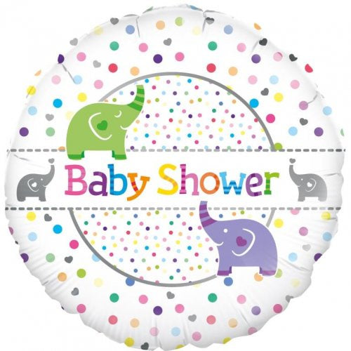 Baby Shower Elephants Round Foil Balloon 18"(45cm)