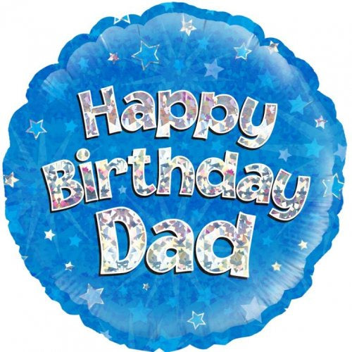 Foil Balloon 18" (45cm) Happy Birthday Dad Blue Round P1
