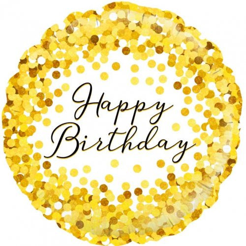 Happy Birthday Gold Sparkle Foil Balloon 18"(45cm)