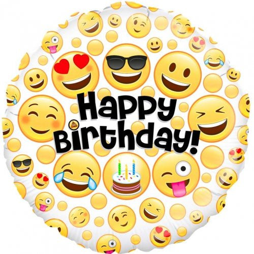 Emoji Happy Birthday Foil Balloon 18"(45cm)