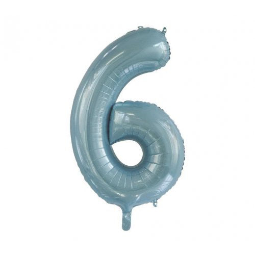 34inch Decrotex Foil Balloon Number Light Blue #6 Foil Balloon
