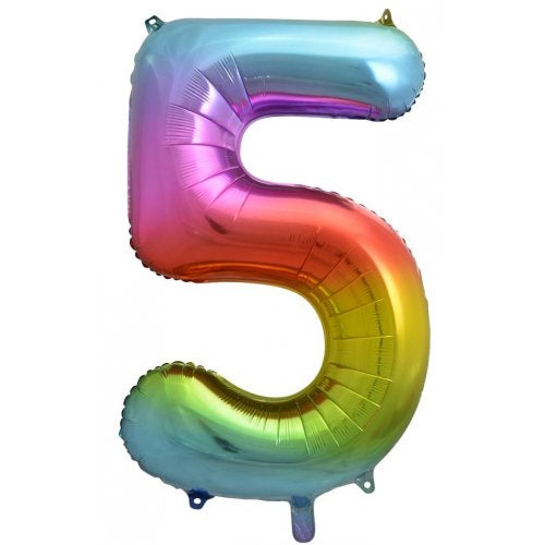 34inch Decrotex Foil Balloon Number Rainbow Splash #5 Foil Balloon
