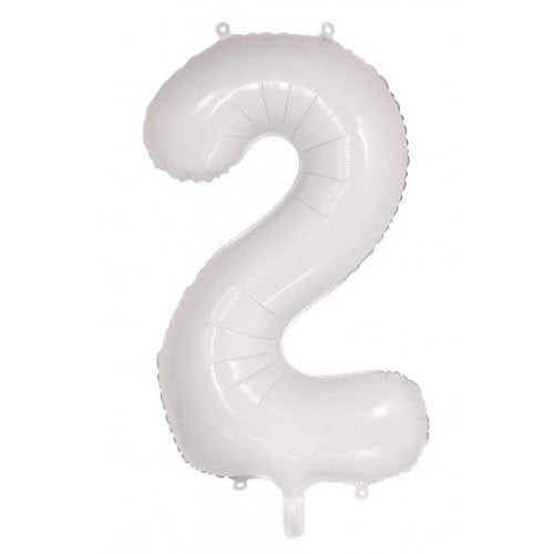 34inch Decrotex Foil Balloon Number White #2 Shaped P1