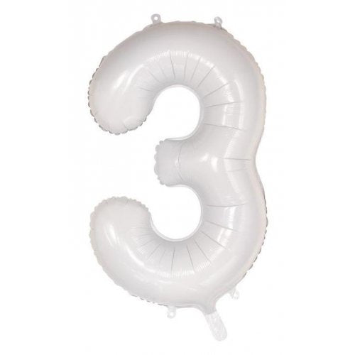 34inch Decrotex Foil Balloon Number White #3 Foil Balloon