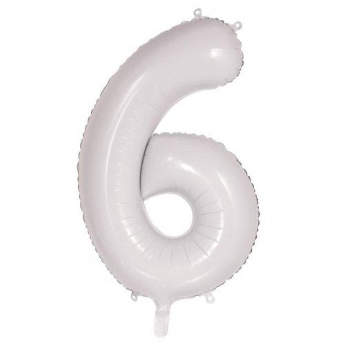 34inch Decrotex Foil Balloon Number White #6 Foil Balloon