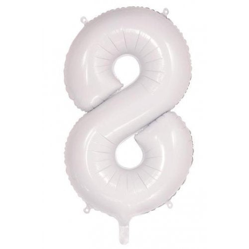 34inch Decrotex Foil Balloon Number White #8 Foil Balloon