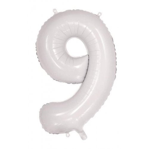 34inch Decrotex Foil Balloon Number White #9 Foil Balloon