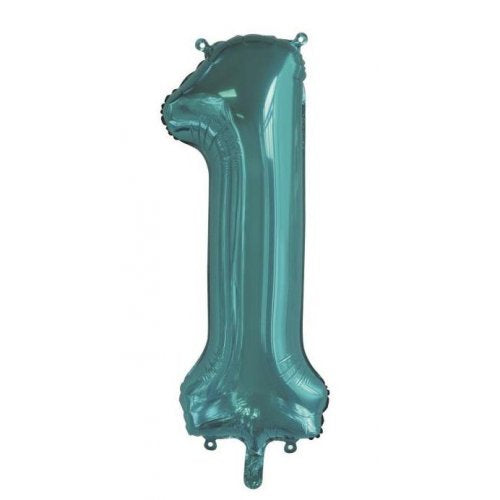 34inch Decrotex Foil Balloon Number Teal #1 Foil Balloon