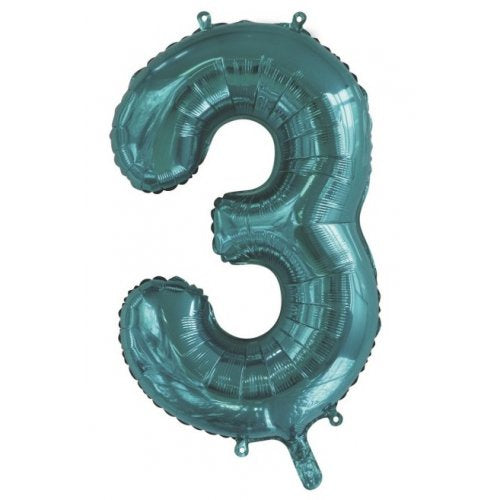 34inch Decrotex Foil Balloon Number Teal #3 Foil Balloon