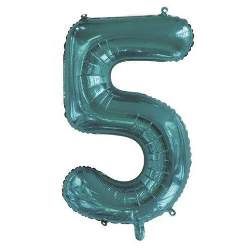 34inch Decrotex Foil Balloon Number Teal #5 Foil Balloon