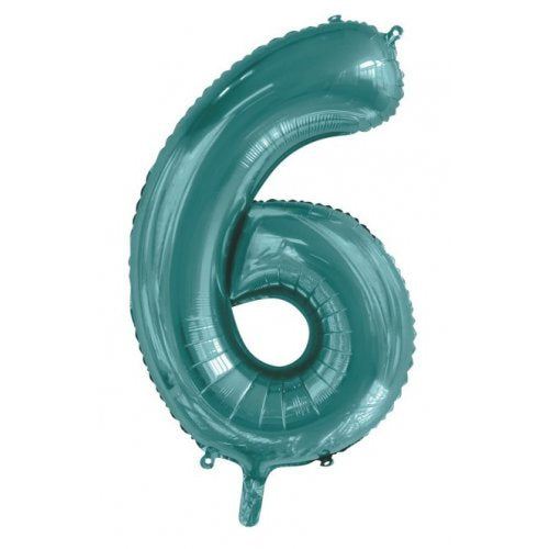 34inch Decrotex Foil Balloon Number Teal #6 Foil Balloon