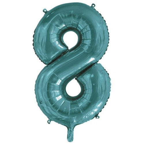 34inch Decrotex Foil Balloon Number Teal #8 Foil Balloon