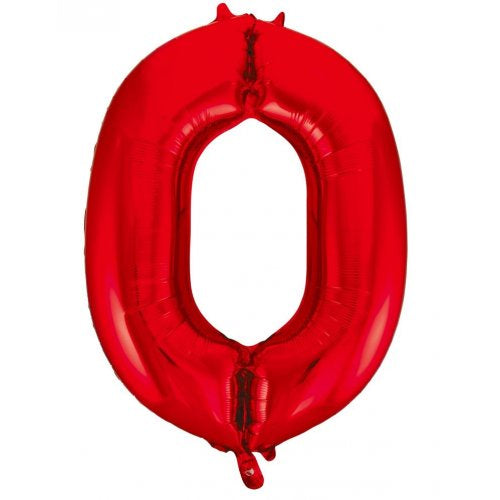 34inch Decrotex Foil Balloon Number Red #0 Shaped P1