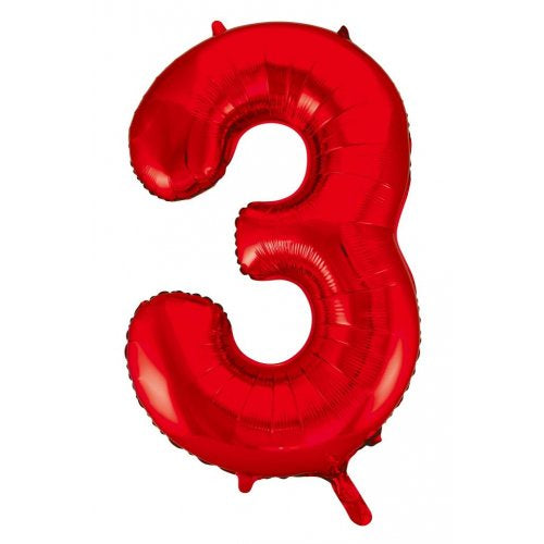 34inch Decrotex Foil Balloon Number Red #3 Foil Balloon