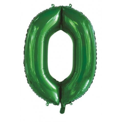 34inch Decrotex Foil Balloon Number Green #0 Shaped P1
