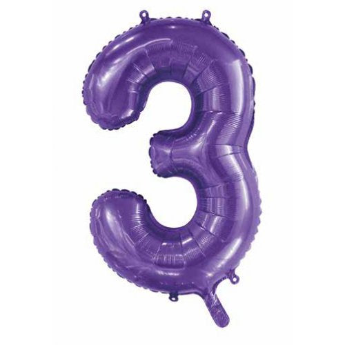 34inch Decrotex Foil Balloon Number Purple #3 Foil Balloon