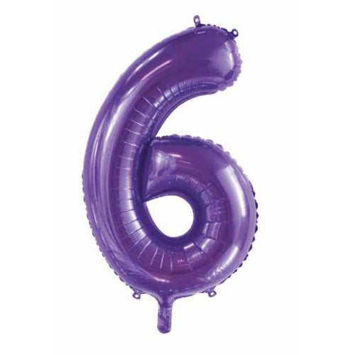 34inch Decrotex Foil Balloon Number Purple #6 Foil Balloon