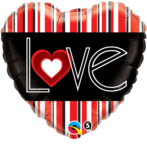 Love Heart Red Stripes Foil Balloon 18inch(45cm)