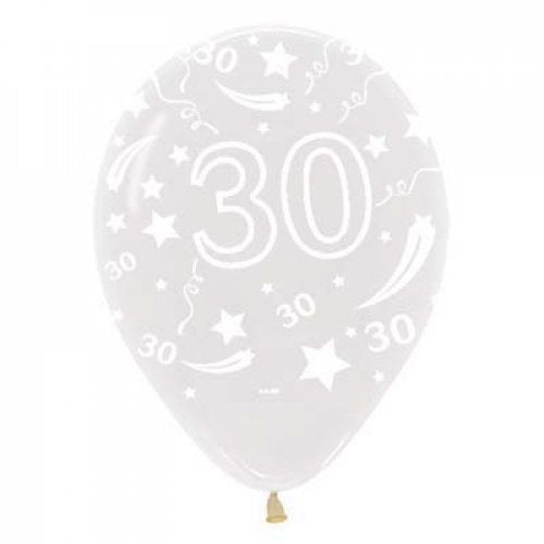 30 Crystal Clear Sempertex Latex Printed Balloons 30cm Bag of 50