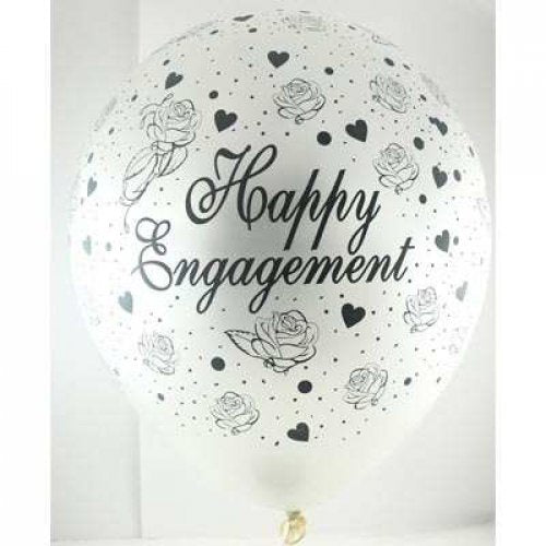 Happy Engagement Pearl Silver Print 405 30cm Bag of 50