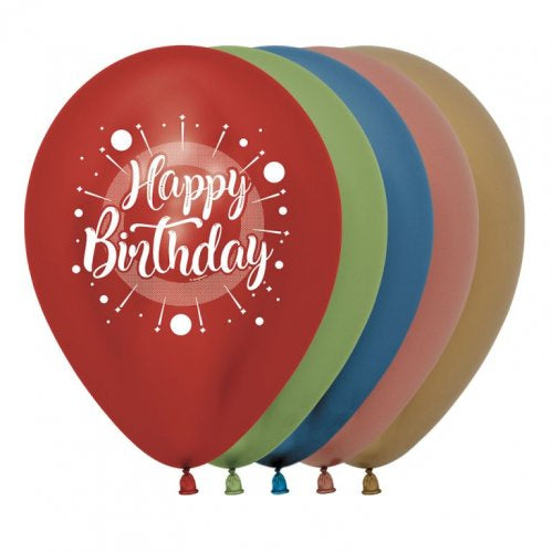 Happy Birthday Multicolour Reflex Asstd 2 Sided 30cm Bag of 50
