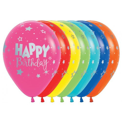 Happy Birthday Fantasy Fashion Assorted Latex Printed Balloons Sempertex Bag 50