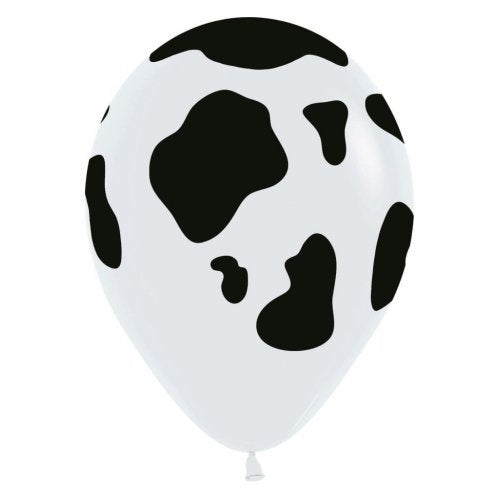Latex Balloons Printed Cow Fashion White Sempertex Bag 50