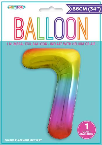 Large Foil Number Balloon 34"(86cm) Rainbow 7
