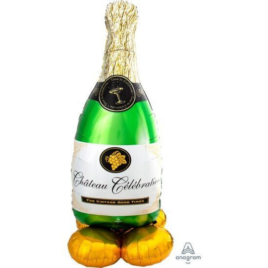 Large Bubbly Wine Bottle AirLoonz Foil Balloon – 60 x 152cm Giant Air-Filled Party Decoration