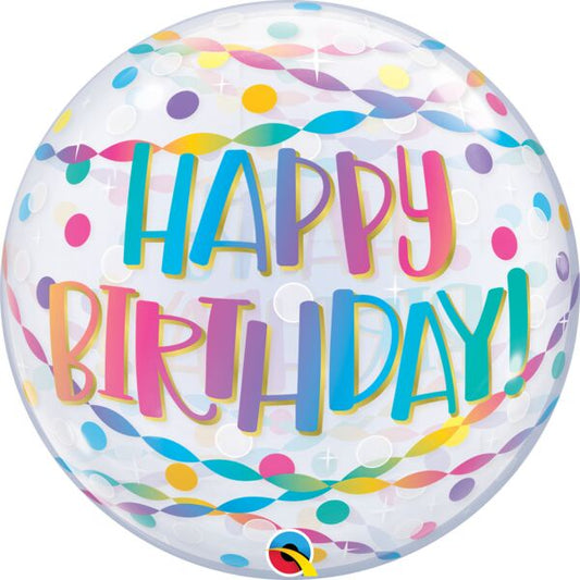 22" SINGLE BUBBLE BALLOON BDAY CONFETTI & STREAMERS