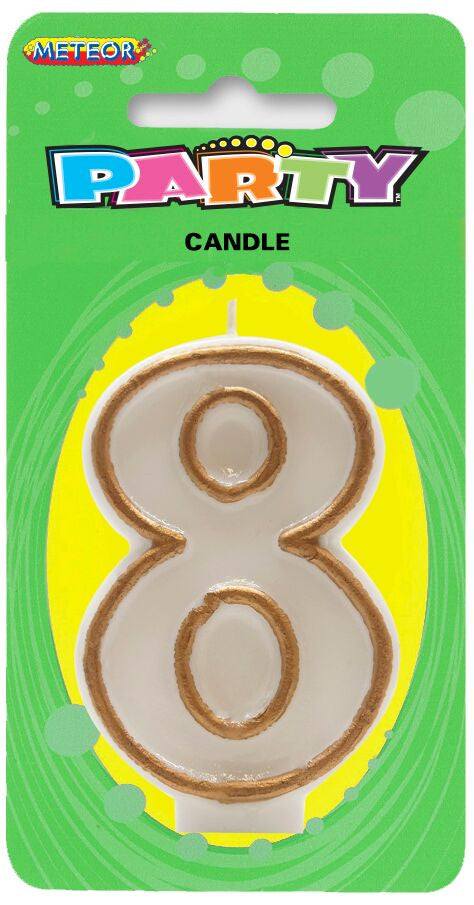 Number Candle Gold Detail '8'
