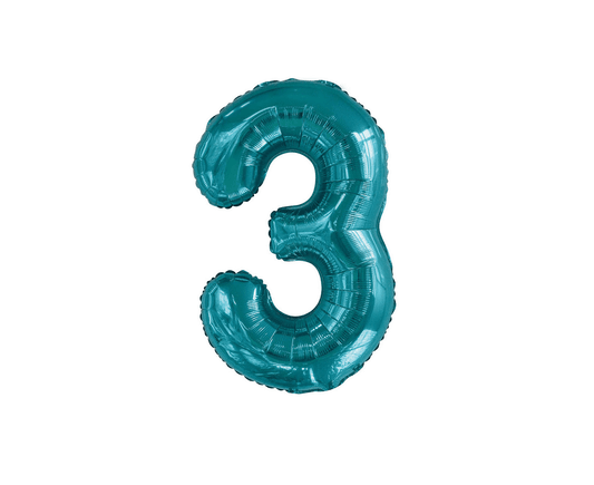 Large Foil Number Balloon 34"(86cm) Caribbean Teal 3