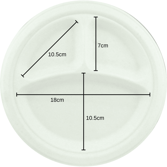SUGAR CANE DIVIDED PLATES 23CM