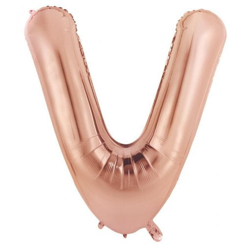 34"(86CM) Decrotex Foil Balloon Alphabet Rose Gold #V