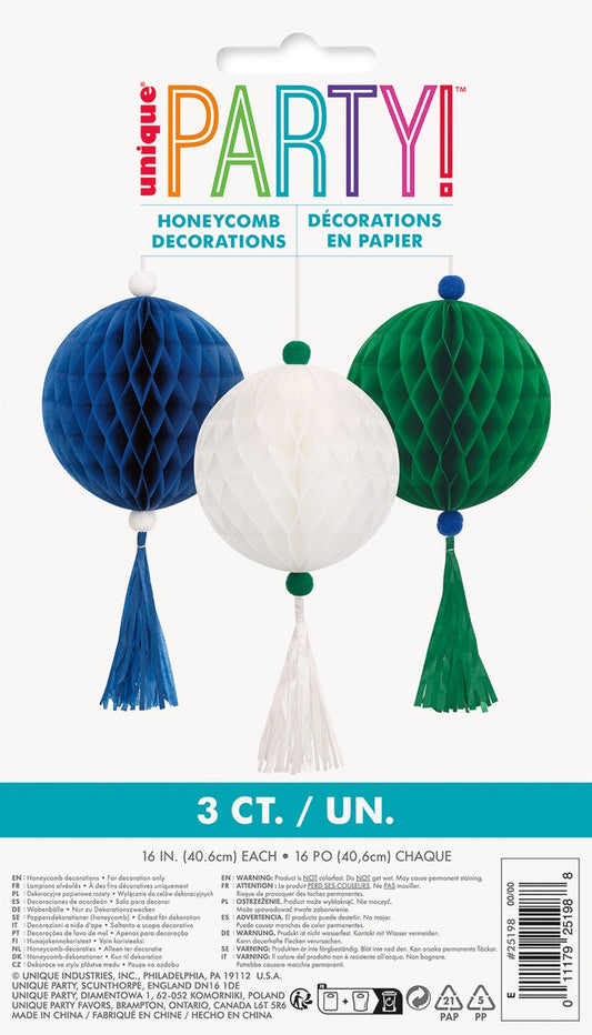 BLUE, GREEN AND WHITE TISSUE BALLOON DECORATION KIT