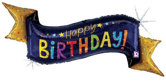 Betallic Holographic Foil Shape 114cm (45") Navy Birthday Banner