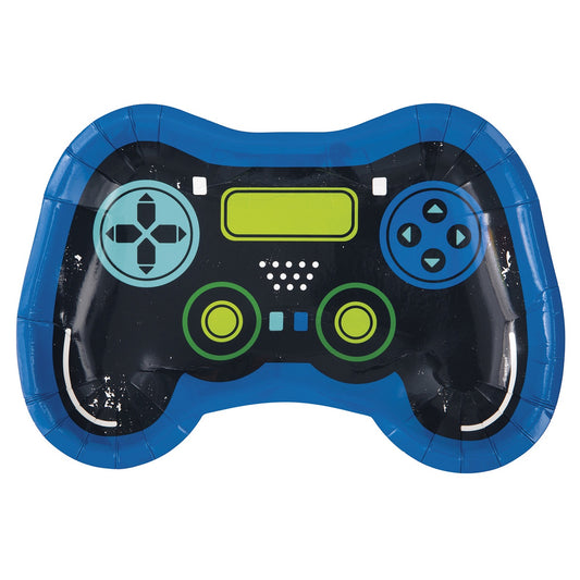 8 Gamer Birthday Control 9.25" Shape Plates Pack of 8