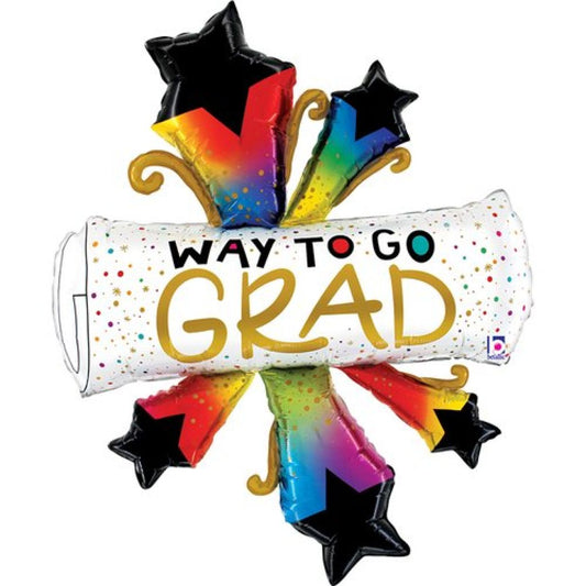 Betallic Foil Shape 107cm (42") Bursting Stars Grad Diploma