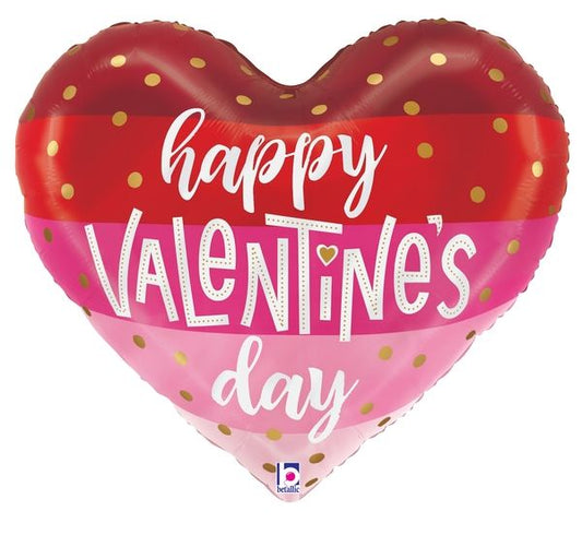Betallic Satin Stripes Valentine Heart Foil Balloon 60cm